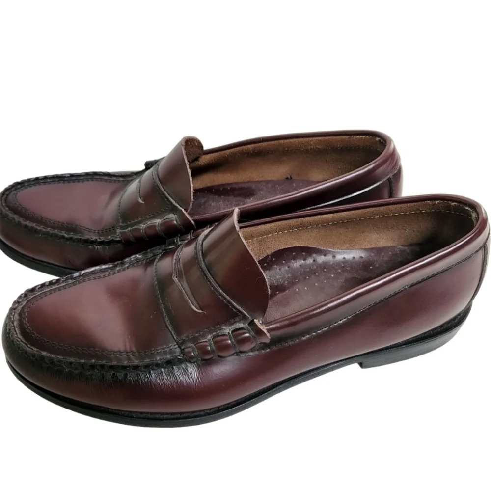 Diplomats Leather Burgundy Classic Penny Loafers Size 9.5D